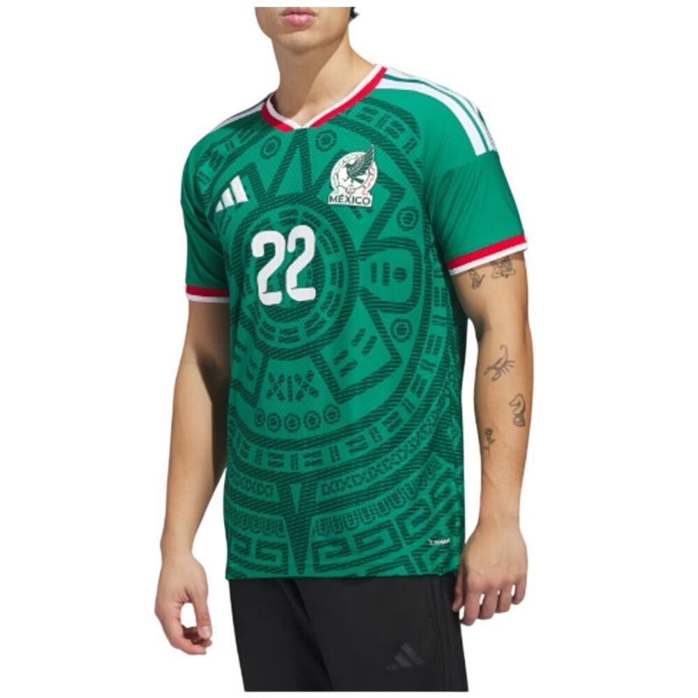 Adidas Mexico 26 Home Lozano Authentic Jersey Bold Green Size 2XL